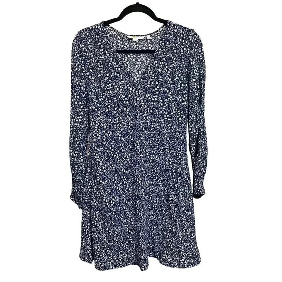 Boden Floral Mini Dress Sz US 6 Blue White V Neck Pockets Floral - Picture 1 of 11